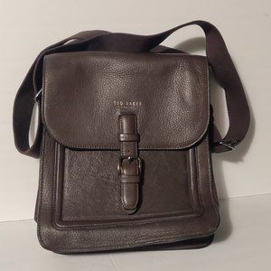 Ted Baker London "Paristo" brown leather messenger bag, crossbody, holds tablet